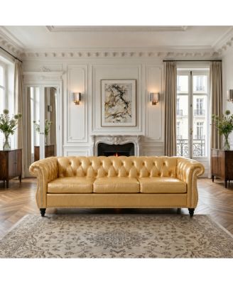 84.65" Rolled Arm Chesterfield 3 Seater Sofa