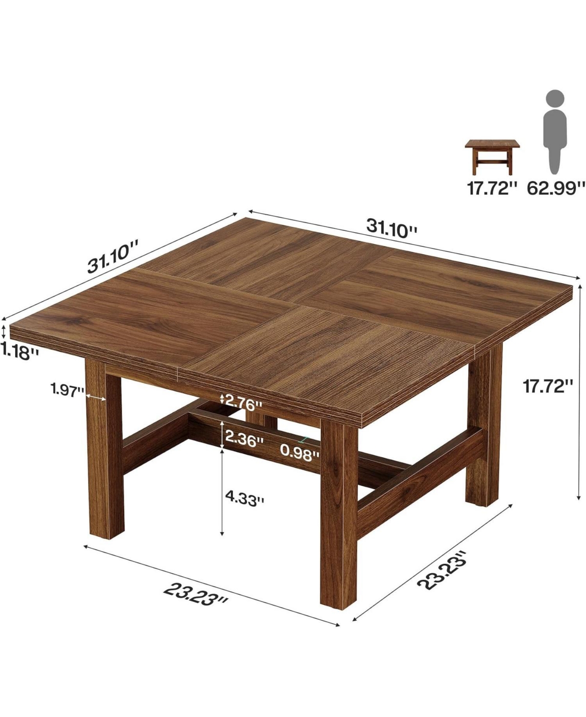 Tribesigns Mid-Century Wood Coffee Table for Living Room, Home Office, Small Apartment, Saving Space