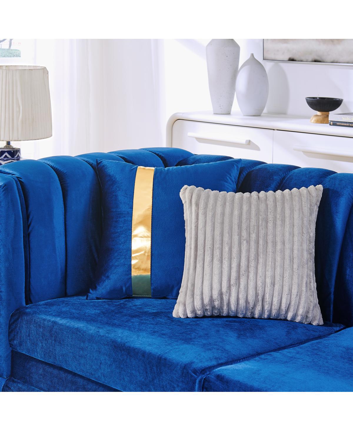 Streamdale Furniture Velvet 3-Seater Luxury Sofa with Gold Trims and Pillows