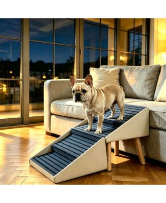 2-in-1 Foldable Dog Ramp Stairs, 4-Step Anti-Slip Pet Steps for Sofa and Bed, Convertible Pet Footstool for Small Senior Dogs