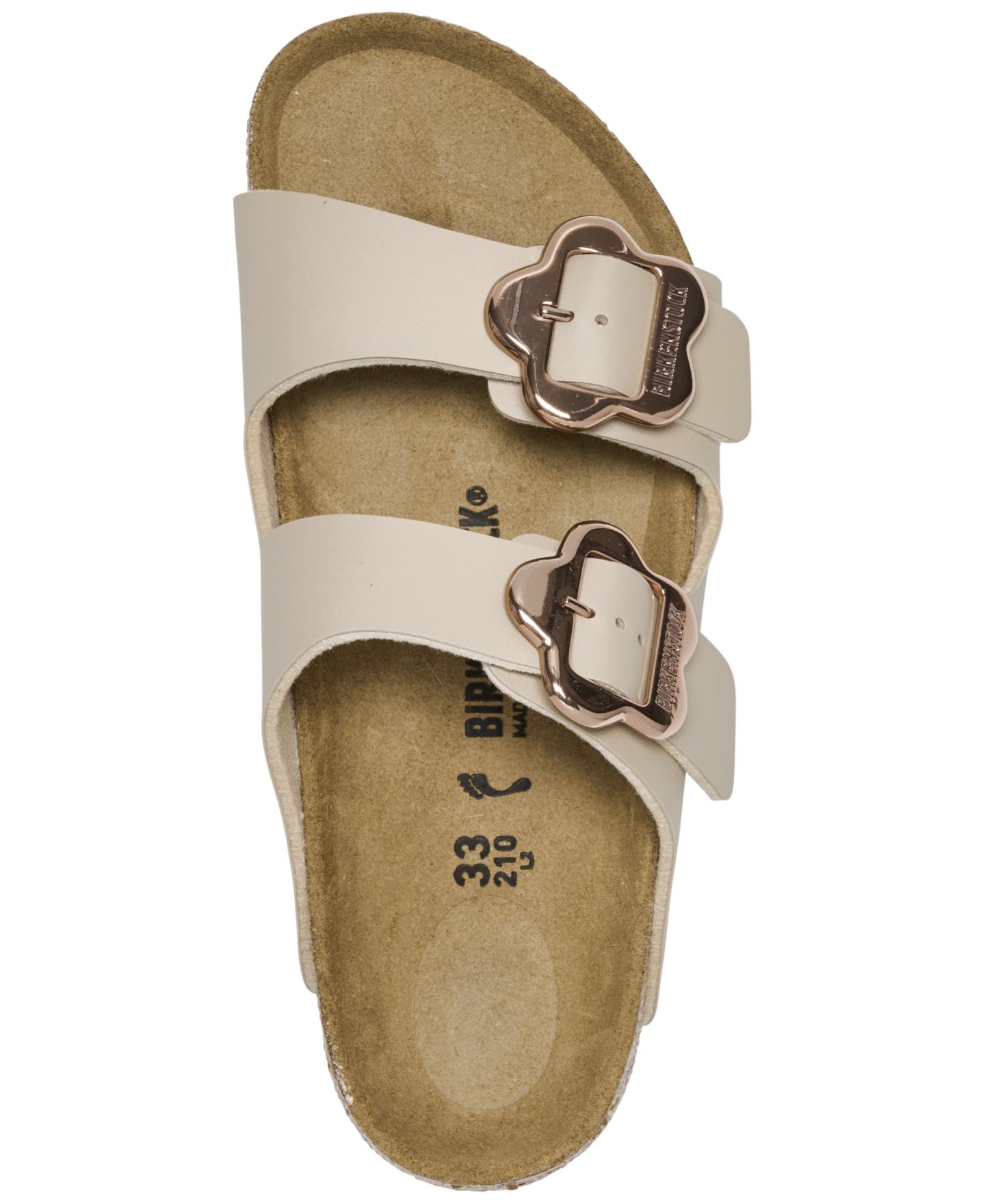Сандалии Birkenstock Arizona Birko-Flor Flower Buckle Sandals from Finish Line для девочек, цвет: Sandcastle — фото 5