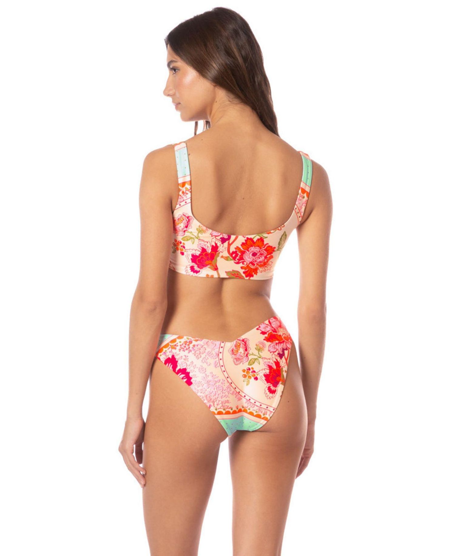 Women's Floral Groove Dazzle Lace-Up Bralette Bikini Top