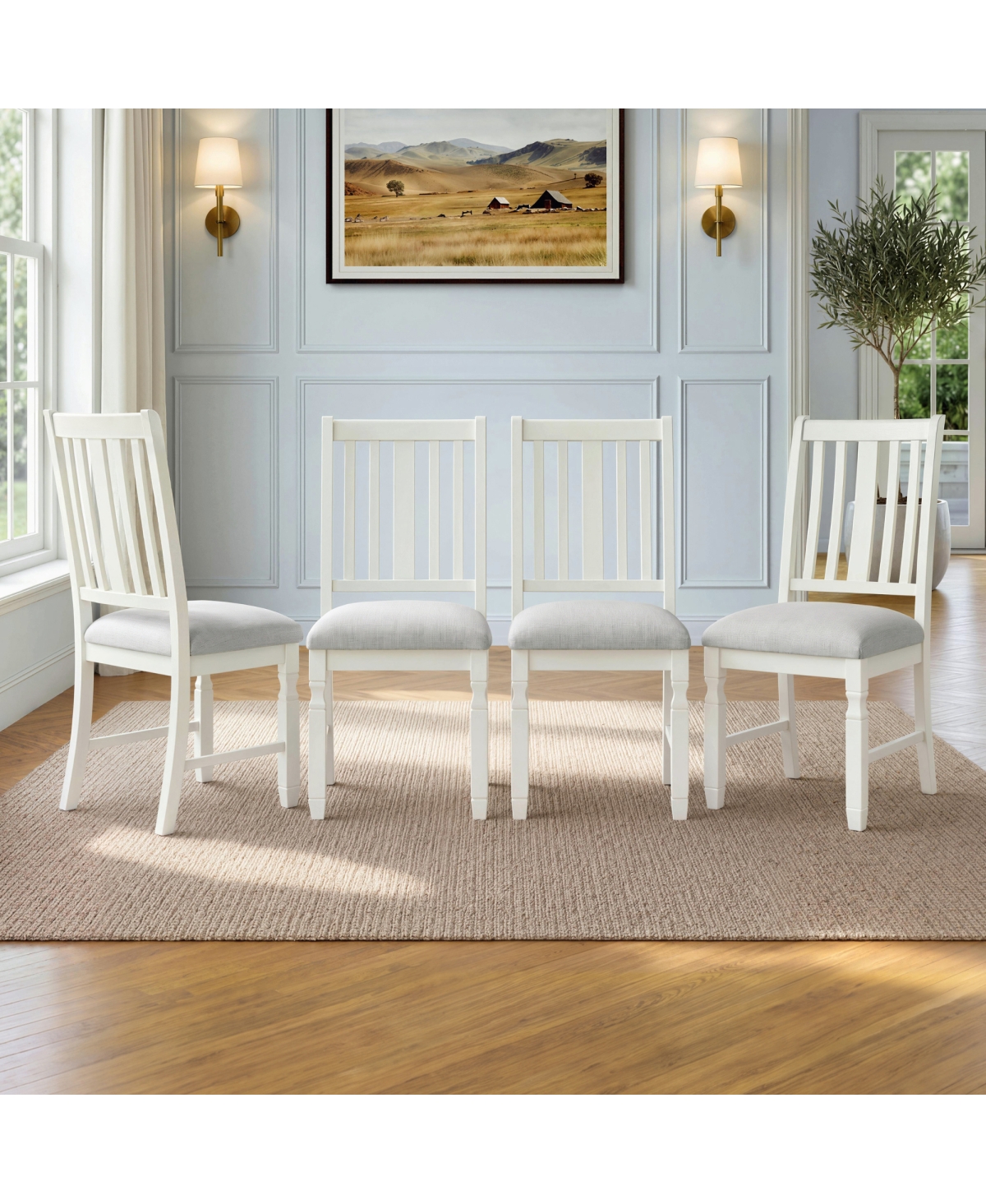 Streamdale Furniture Set of 4 Upholstered Wooden Dining Chairs