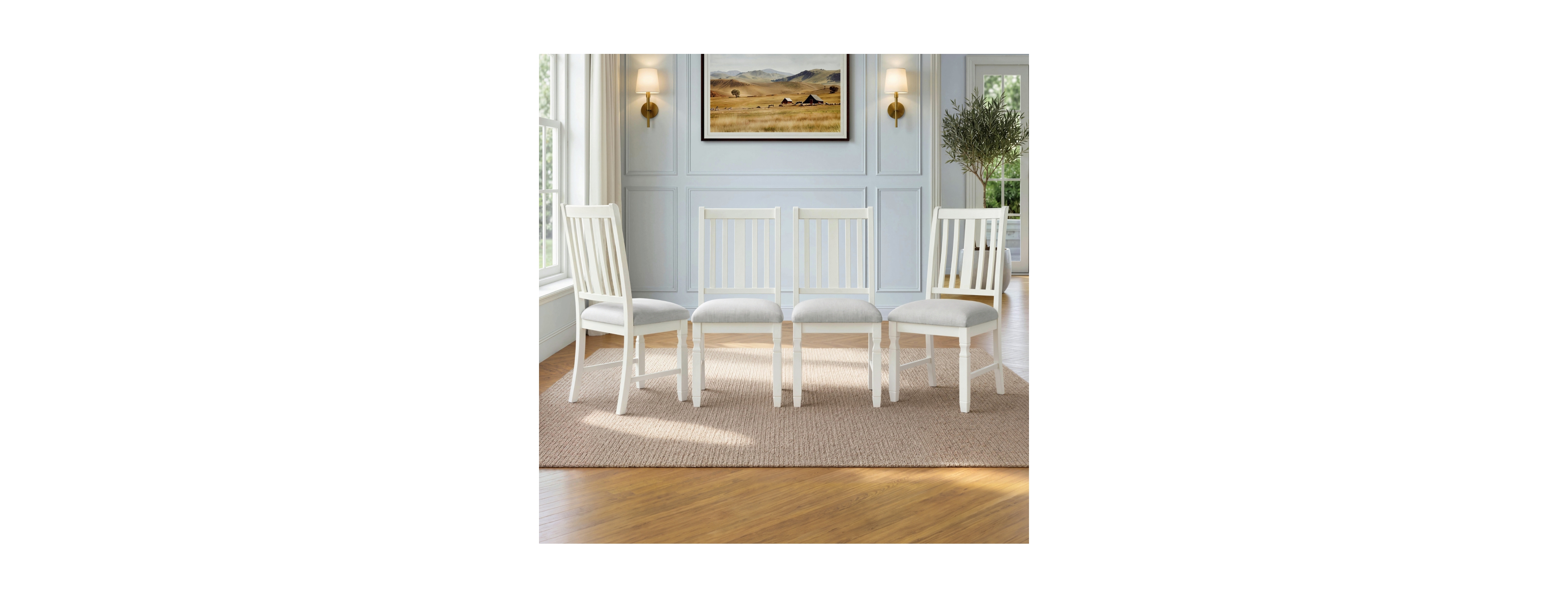 Streamdale Furniture Set of 4 Upholstered Wooden Dining Chairs