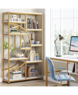 5 Tier Freestanding Tall Bookshelves, Etagere Bookcase, Display Shelf Storage Organizer with 9-Open Storage Shelf for Living Room, Bedroom