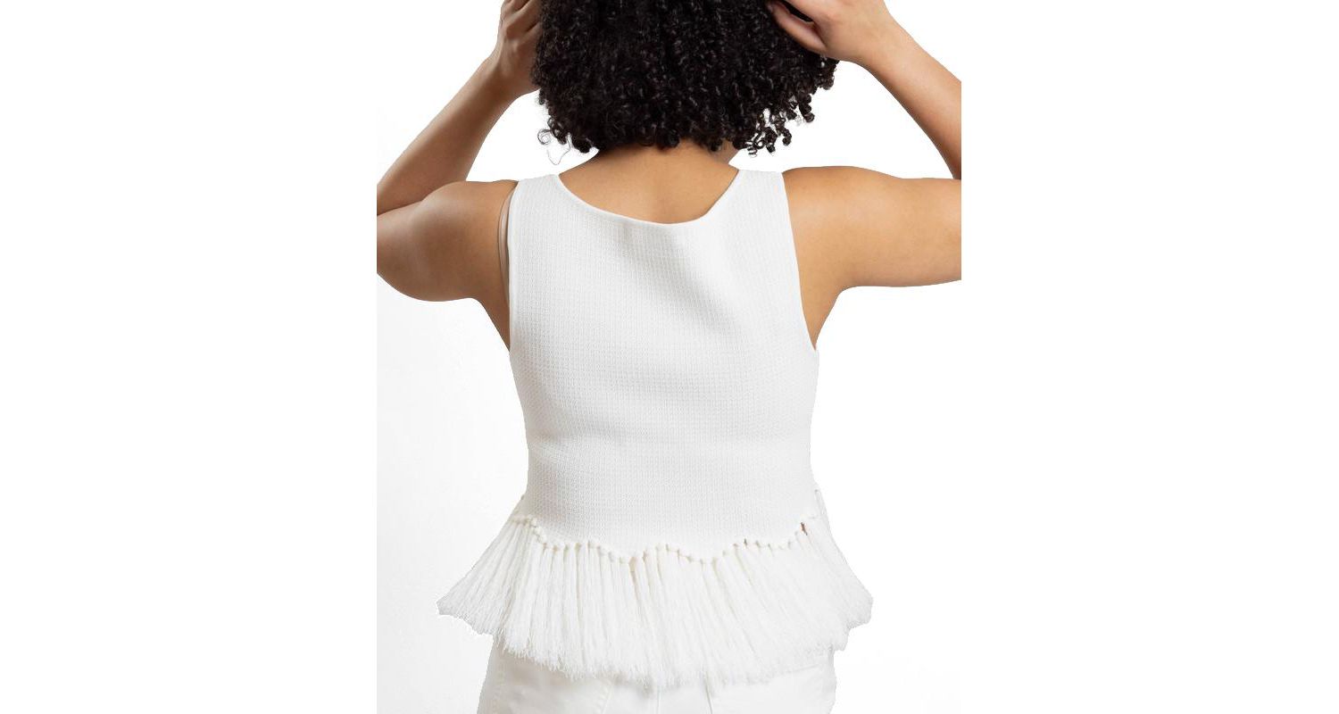 Women's Tanja Scoop Neck Fringe Peplum Sleeveless Knit Top