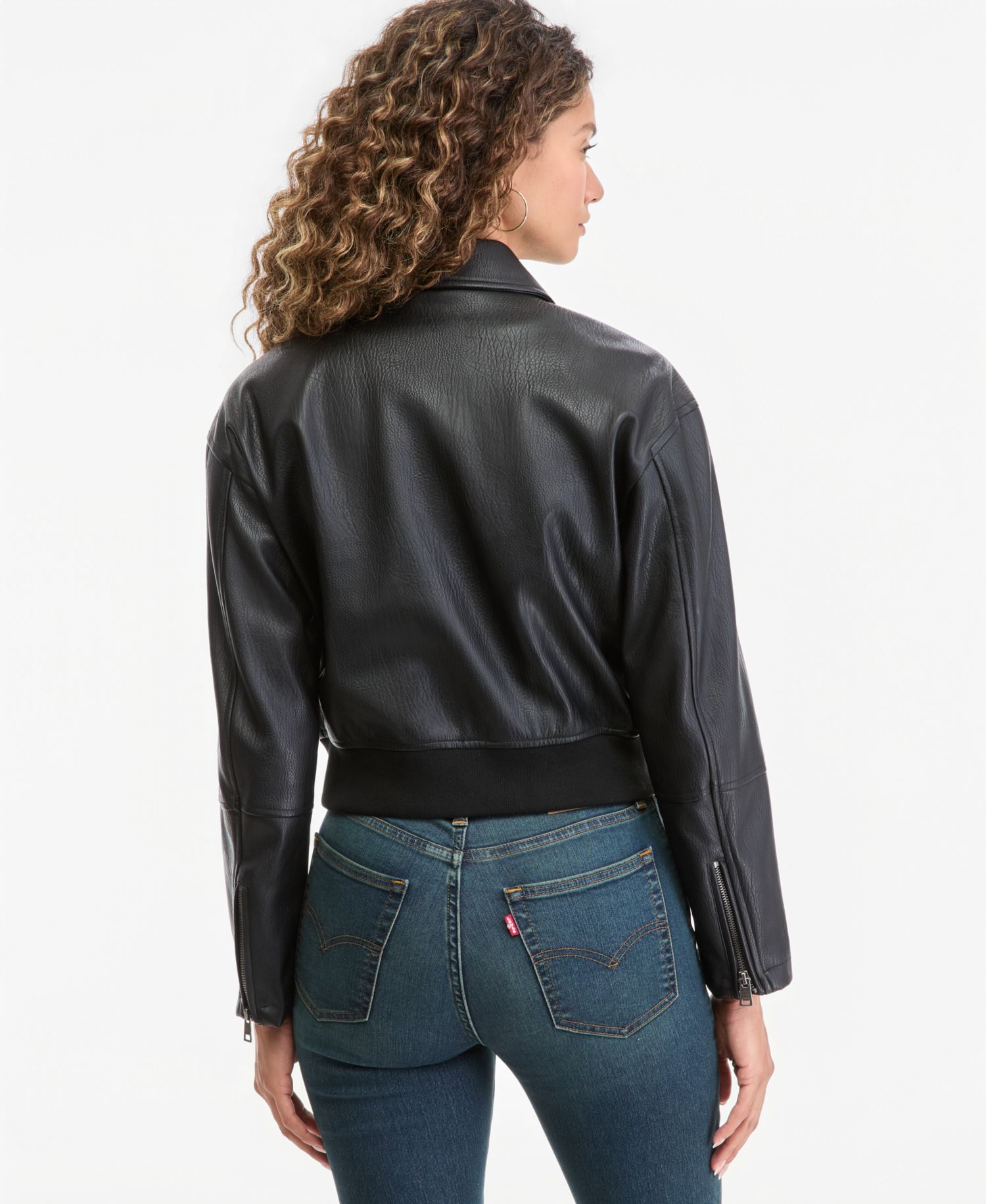 Women's Faux Leather Bomber Jacket