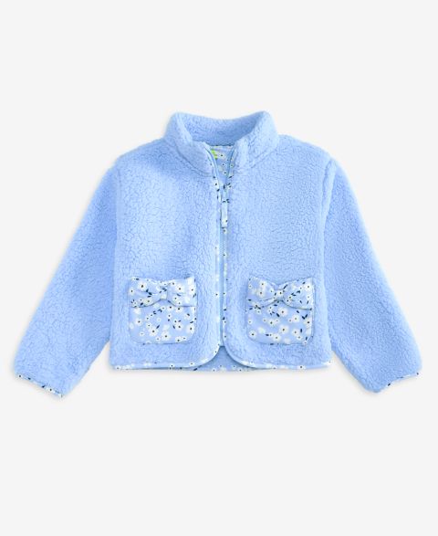Куртка Epic Threads Bow-Detail Faux-Sherpa Jacket для девочек-малышей, цвет: Синий / Бирюзовый