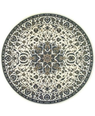 Marina 1248W Ivory/Navy 7'10" Indoor/Outdoor Round Area Rug