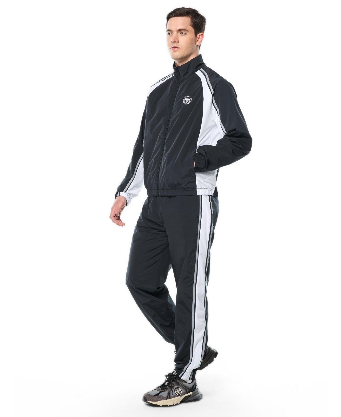 Мужская куртка Sergio Tacchini Fico Contrast-Color Panels Raglan-Sleeve Track, цвет: Чёрный — фото 2