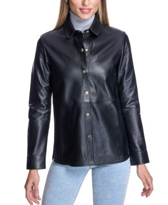Women's Michelle Snap-Front Slim-Fit Leather Jacket