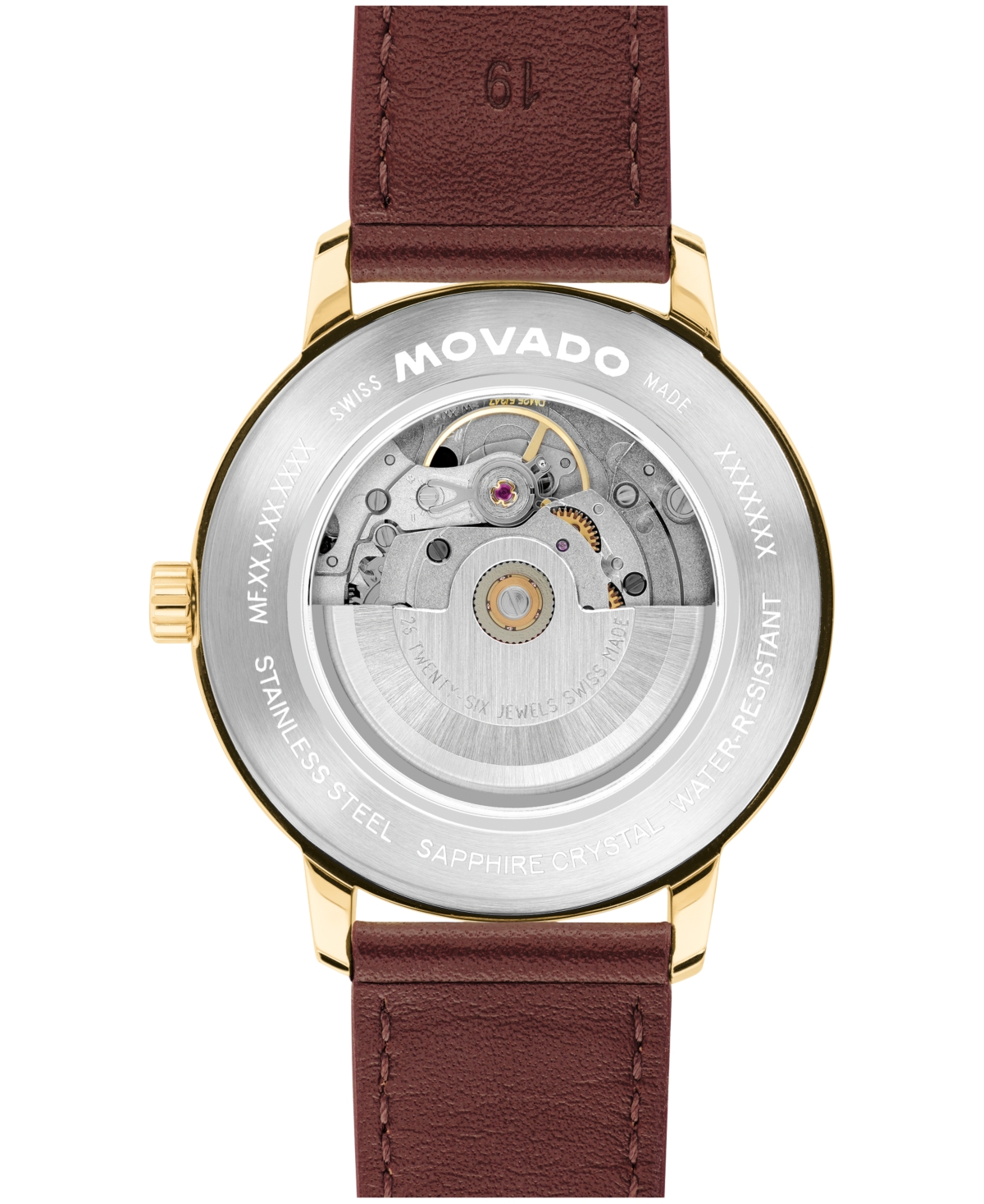 Movado Men's Movado Face Automatic Brown Leather Watch 39mm