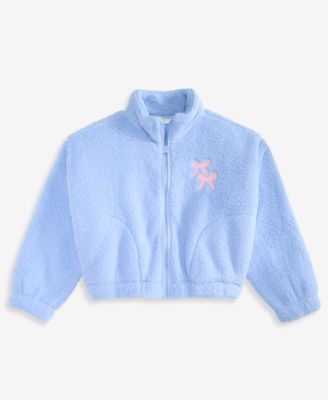 Girls' XS-XL Bow-Embroidery Faux-Sherpa Jacket