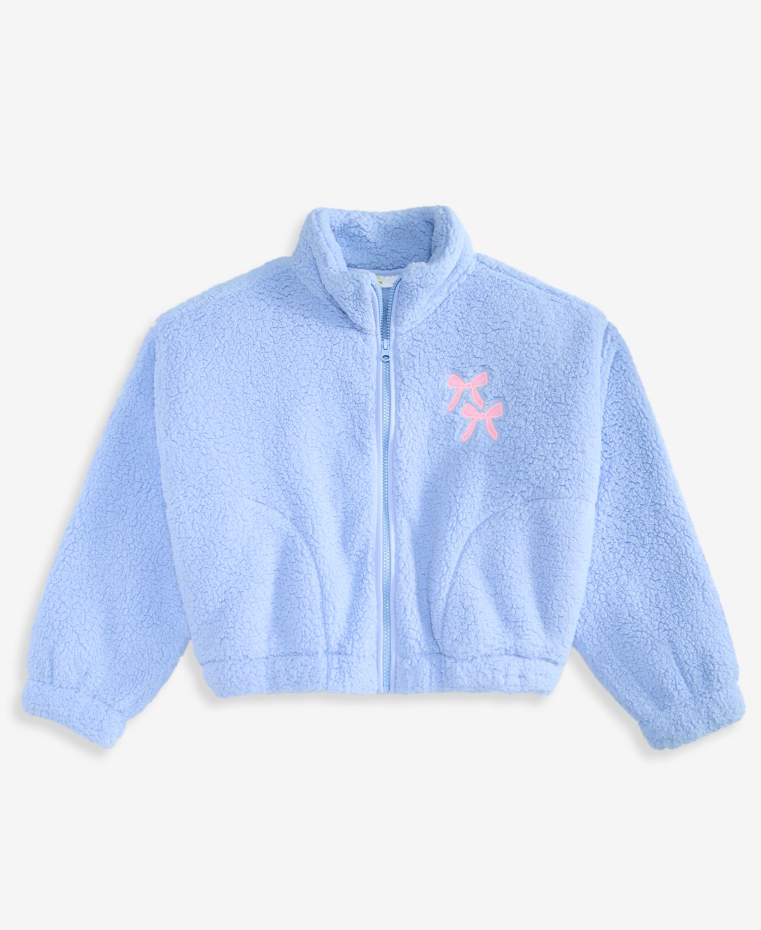 Girls' XS-XL Bow-Embroidery Faux-Sherpa Jacket