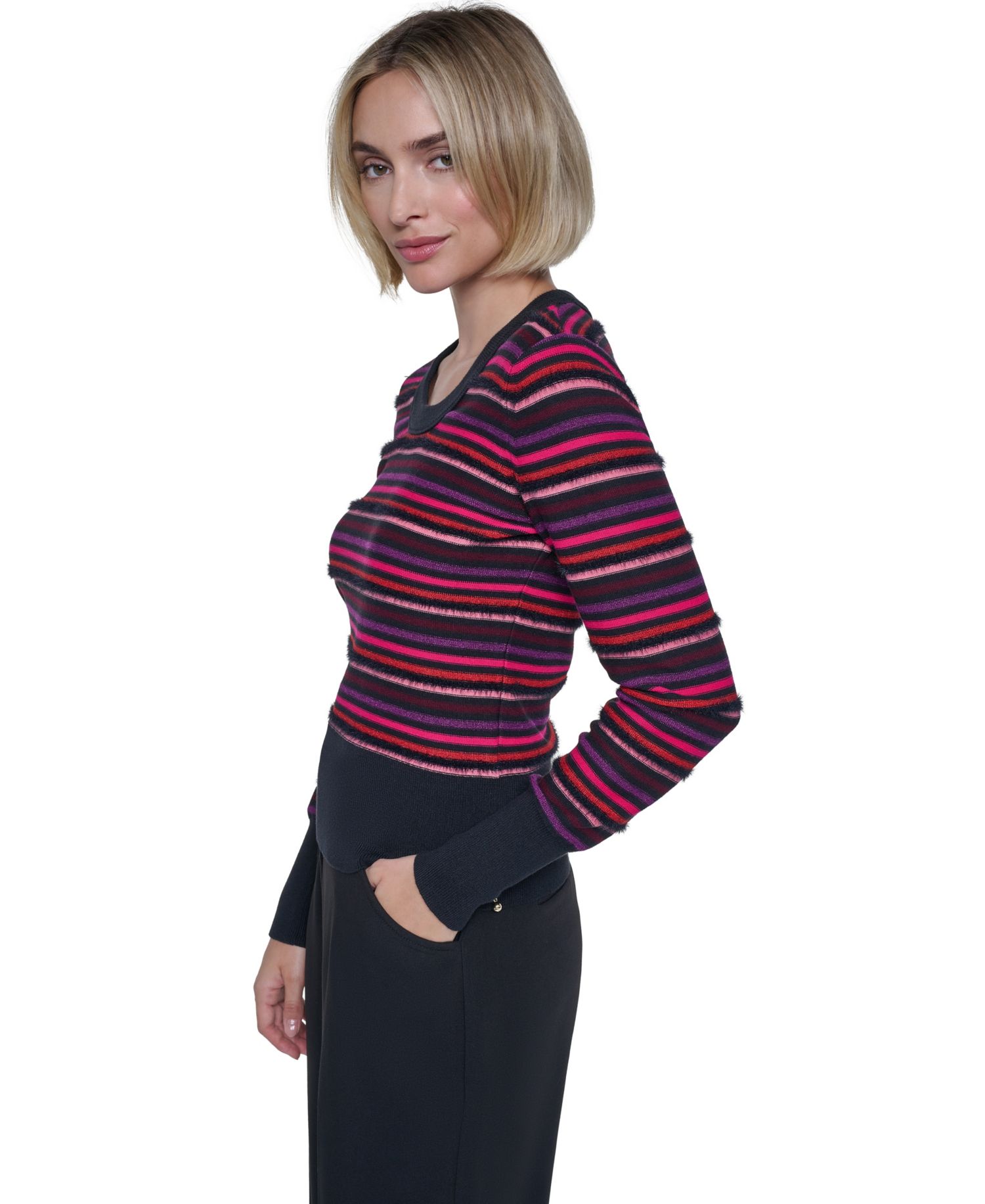 Women's St.Germain Combo Stripe Poorboy Crewneck Sweater