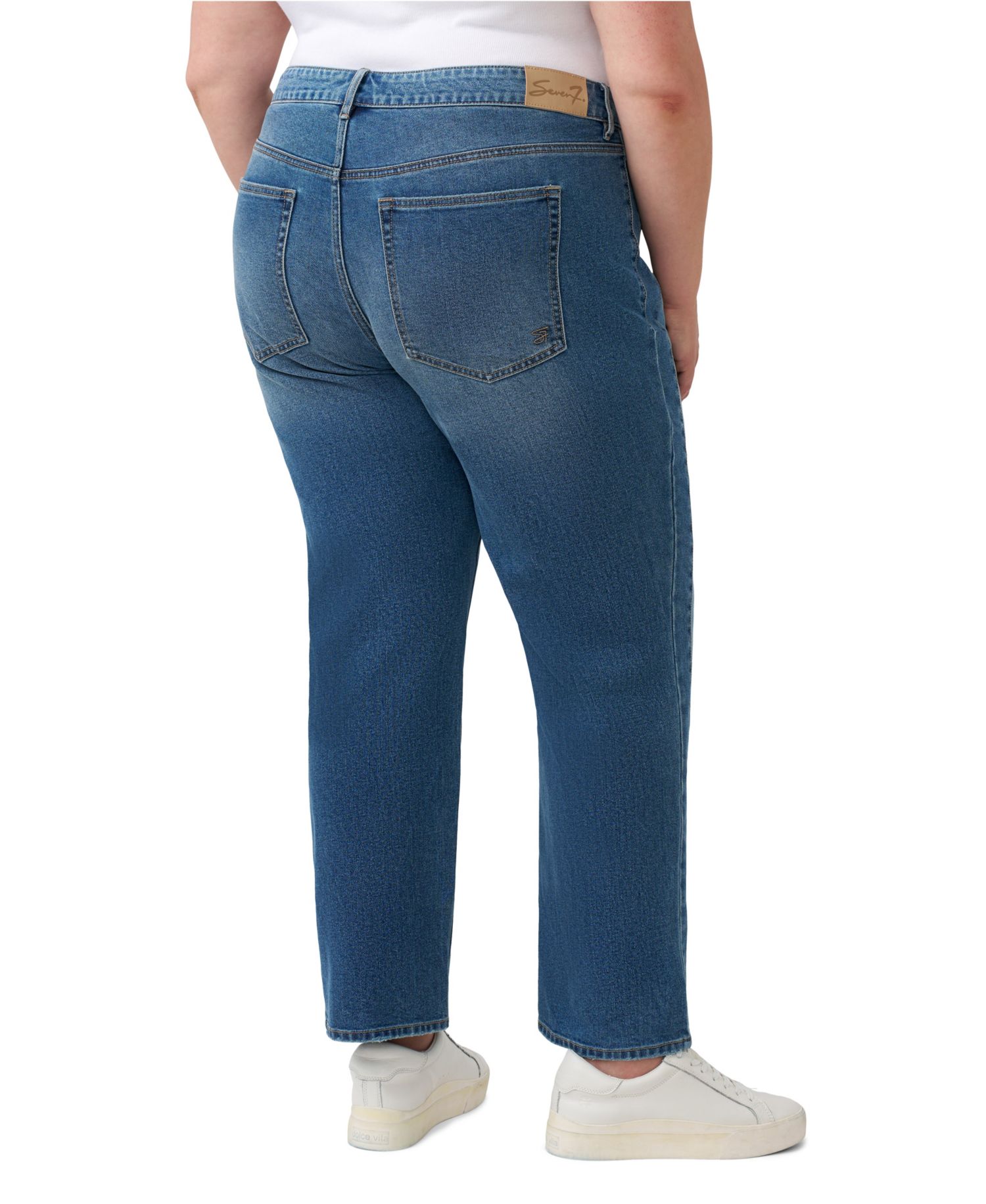 Plus Size Pieced Straight High-Rise Colorblock Jeans