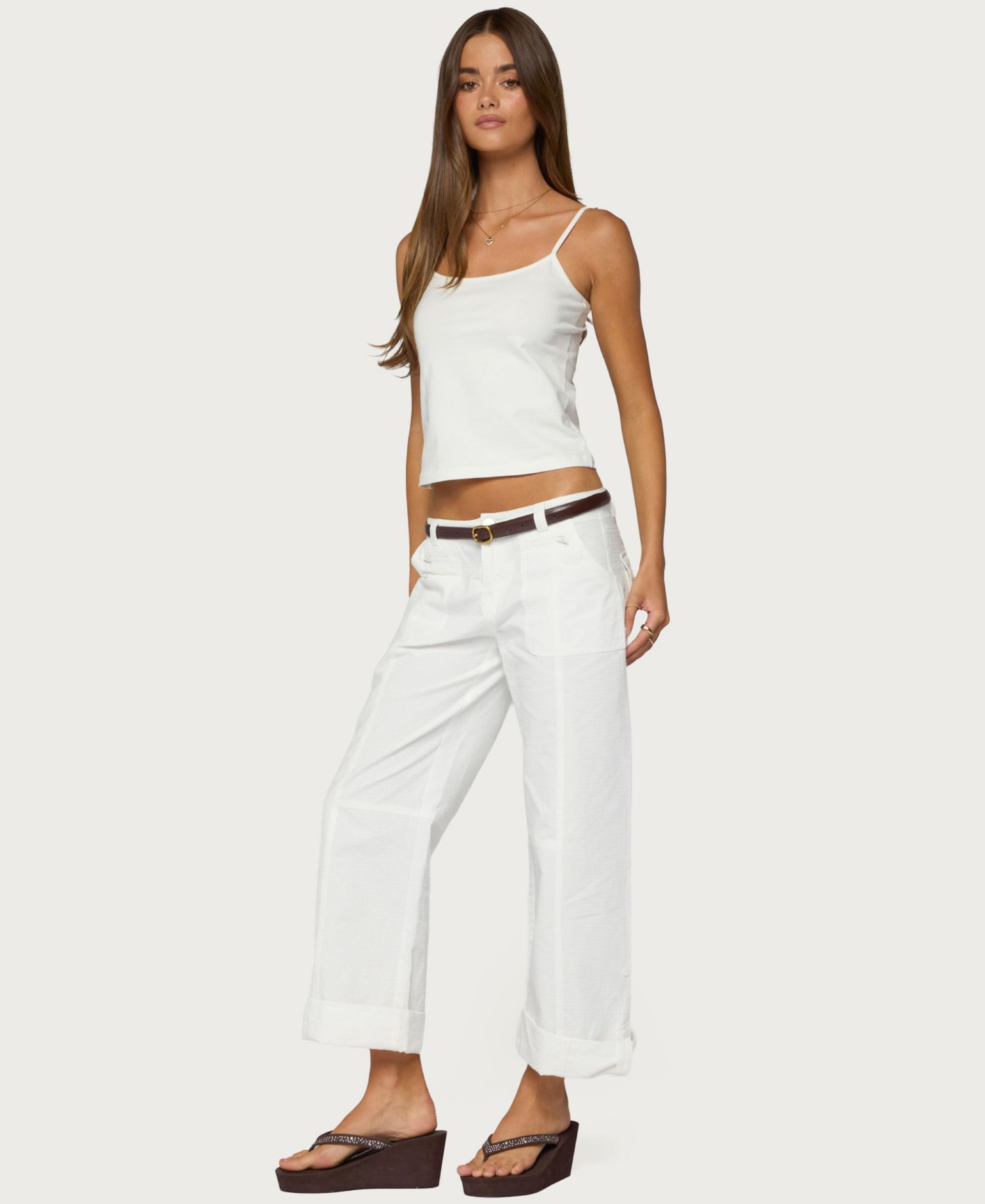 Women's Odettia Low-Rise Wide-Leg Sheer Pants