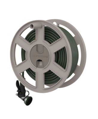 Sidewinder 100 Foot Wall Mount Garden Yard Outdoor Hose Reel, Taupe