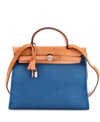 Pre-Owned Hermes 31 Herbag Zip Leather and Toile