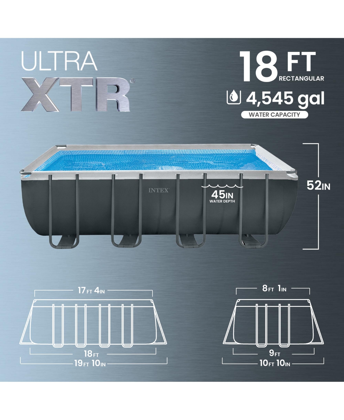 Intex 18ft x 9ft x 52in Ultra Xtr Rectangular Pool, Floats (2 Pack), and Cooler