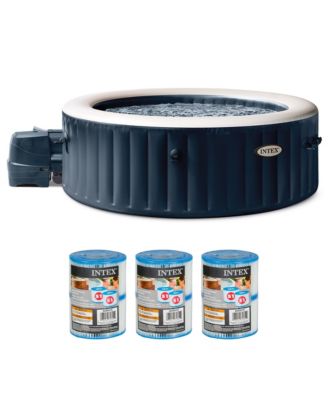 PureSpa Plus Inflatable Bubble Jet Hot Tub and Replacement Filters (6 Pack)