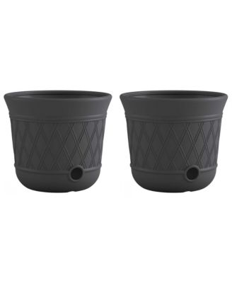 14 x 12 Inch Decorative Hideaway Garden Hose Storage Pot, Gray (2 Pack)
