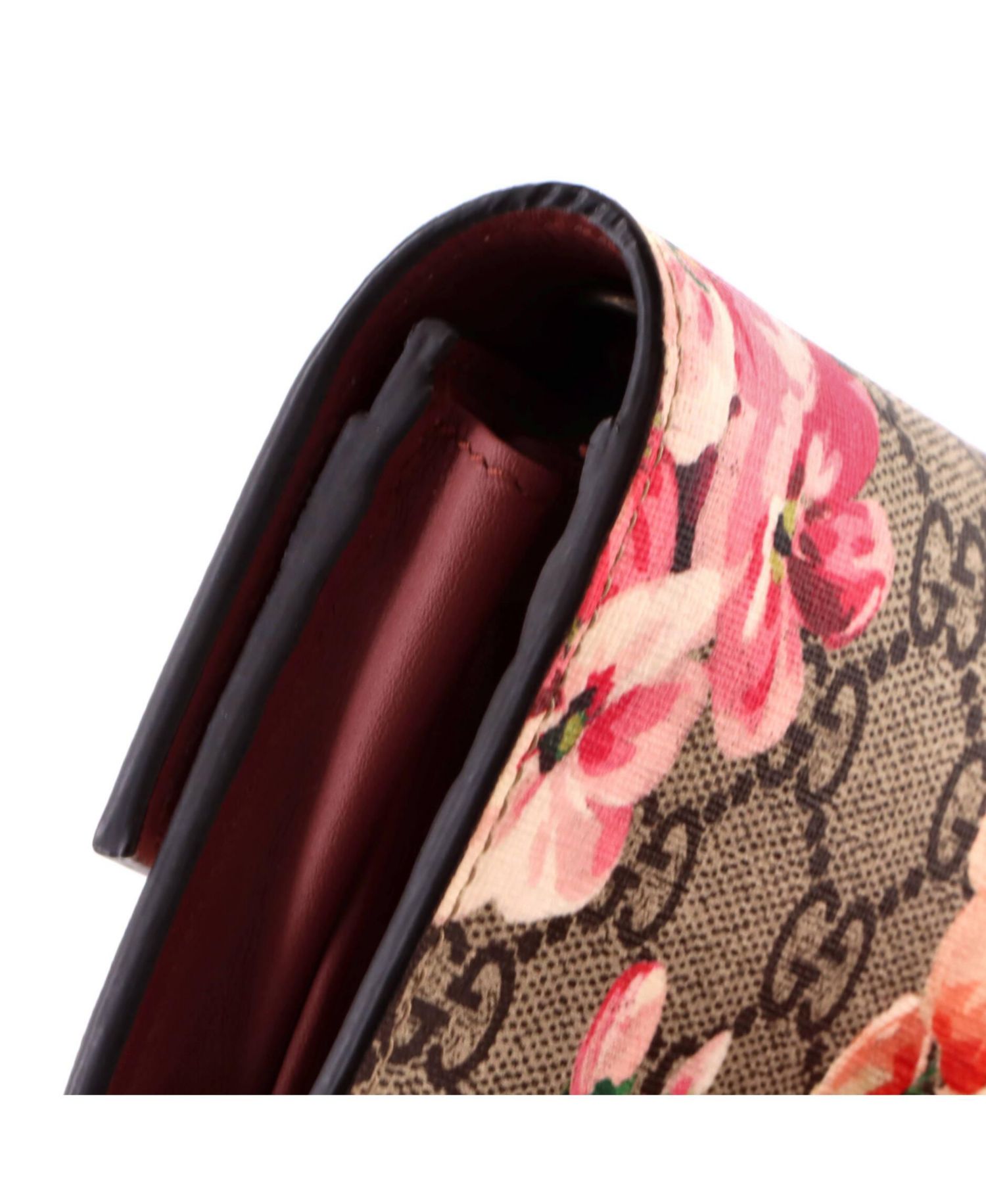 Long Padlock Continental Chain Wallet Blooms Print GG Coated Canvas