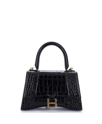 Small Hourglass Top Handle Bag Embossed Leather