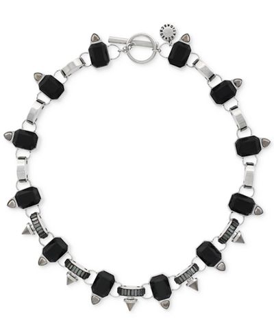 BCBGeneration Silver-Tone Black Collar Necklace