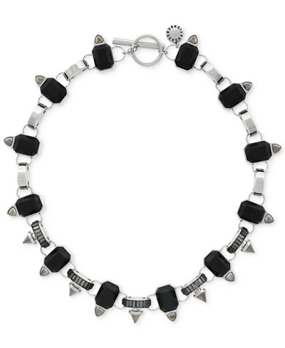 BCBGeneration Silver-Tone Black Collar Necklace