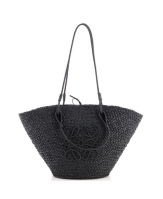 Medium Anagram Basket Tote Woven Raffia