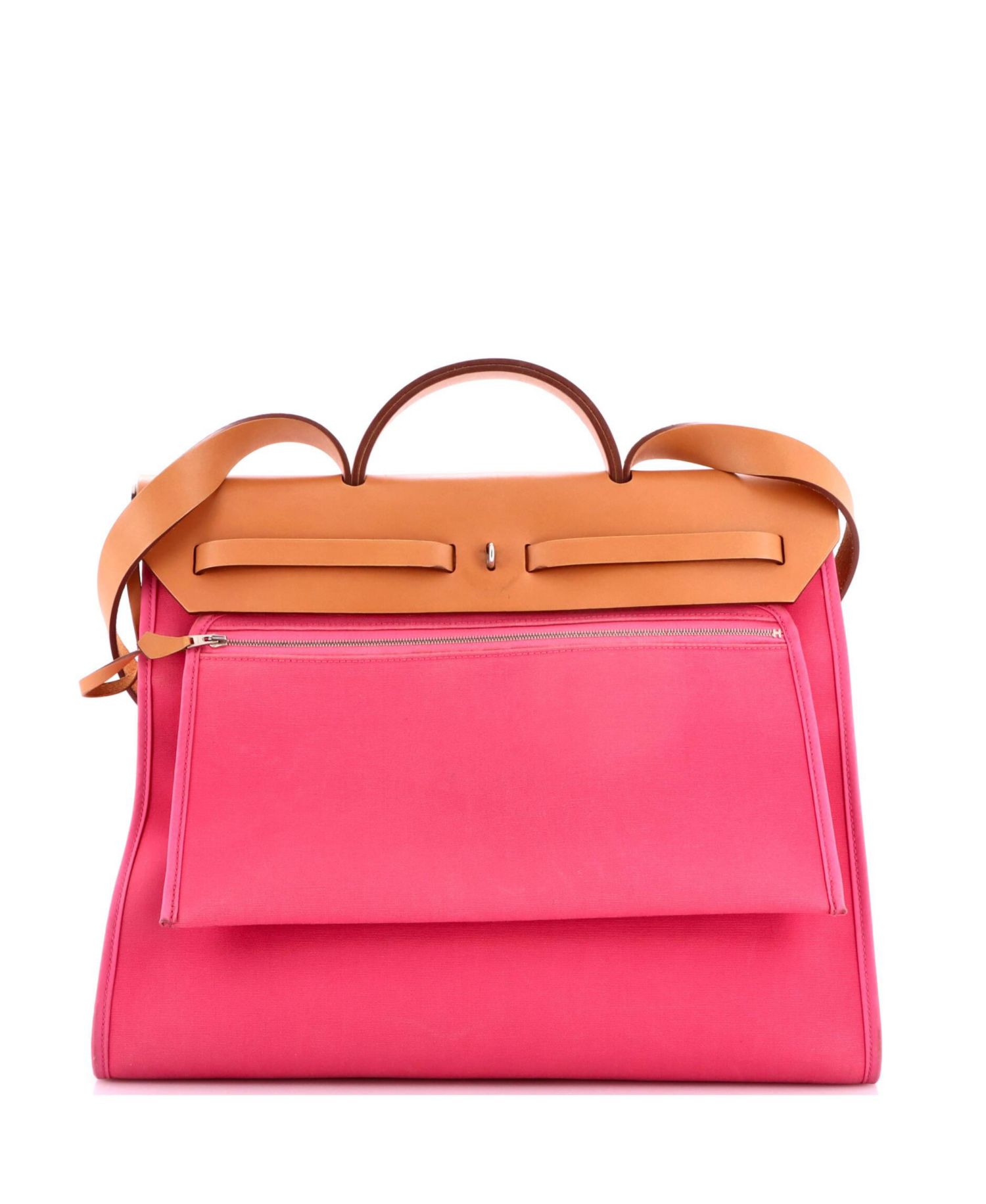 Pre-Owned Hermes 39 Herbag Zip Leather and Toile