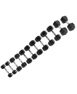 Hex Dumbbells Strength Training Workout Equipment Set, 210 lbs