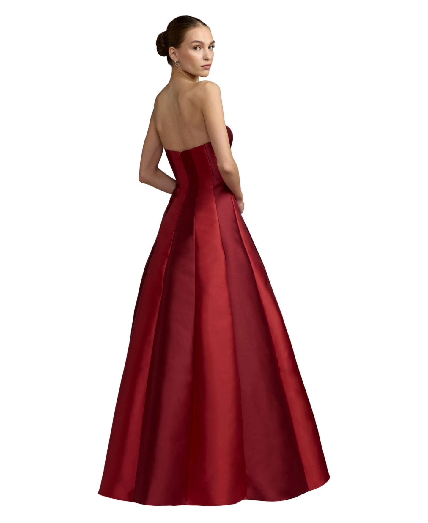 Женское платье Mac Duggal Strapless Paneled Mikado Ball Gown, цвет: Винный разноцветный — фото 2