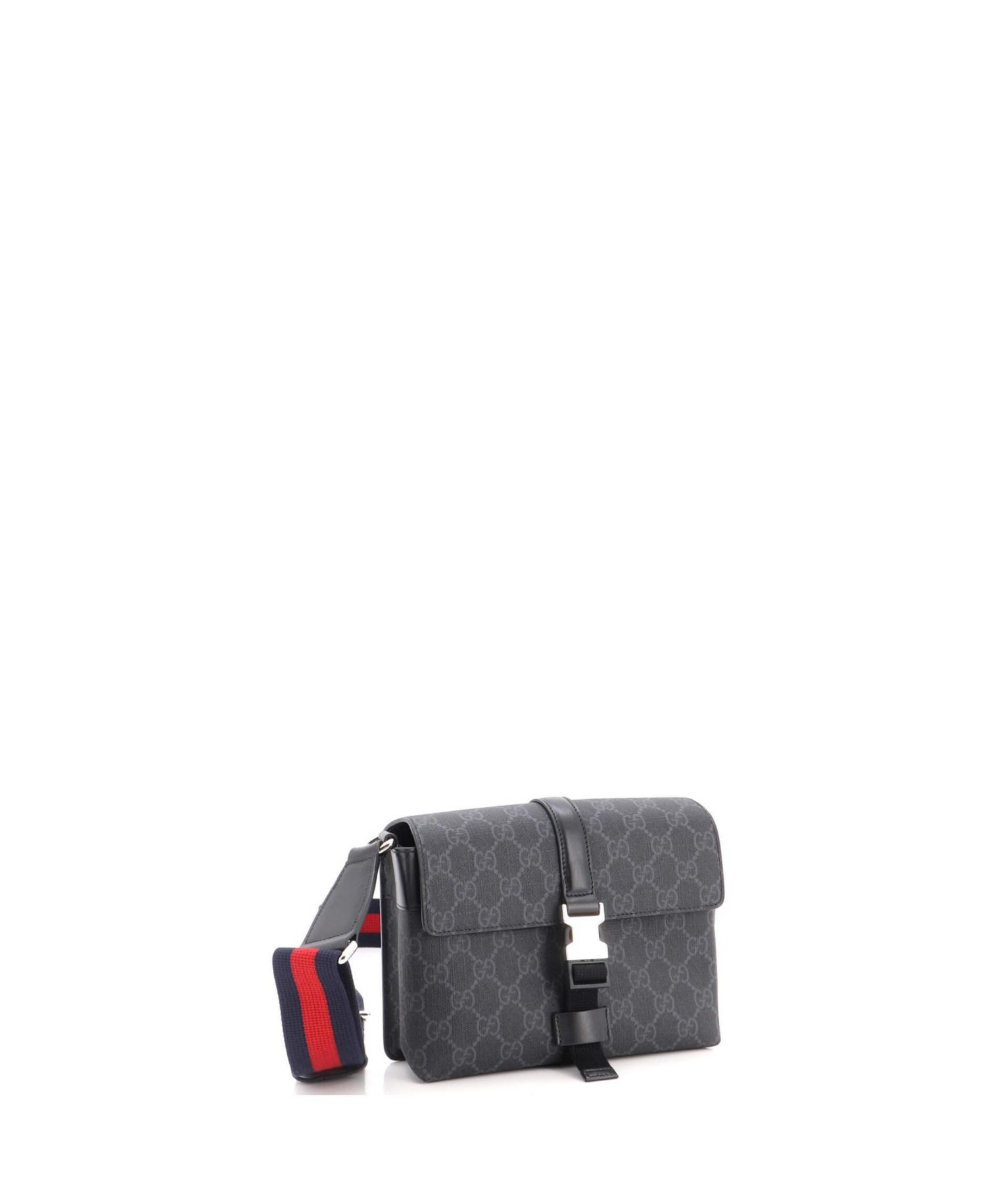 Mini Front Buckle Web Messenger Bag GG Coated Canvas
