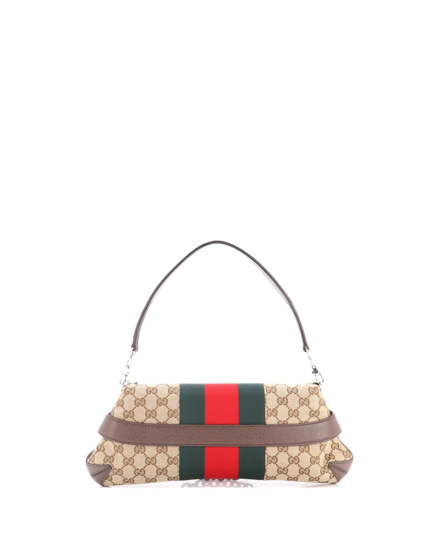 Medium Horsebit NM Web Chain Clutch GG Canvas