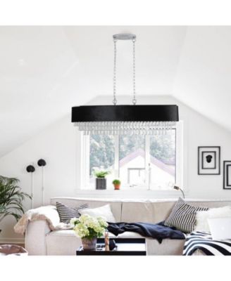 39" Modern Crystal Chandelier with Imitation Velvet Anti-Glare Shade (Bulb Not Included)