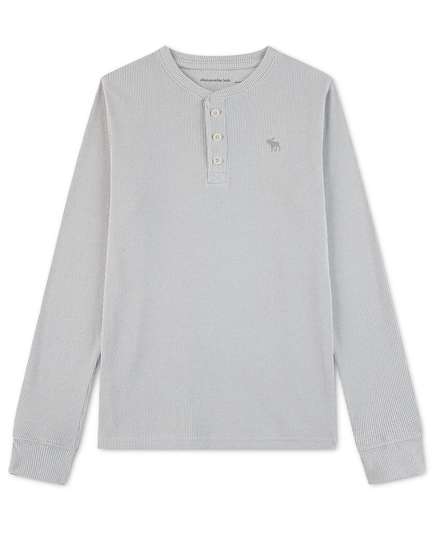 Футболка abercrombie kids Clean Waffle Long-Sleeve для мальчиков, цвет: Светлый серый меланжевый — фото 1
