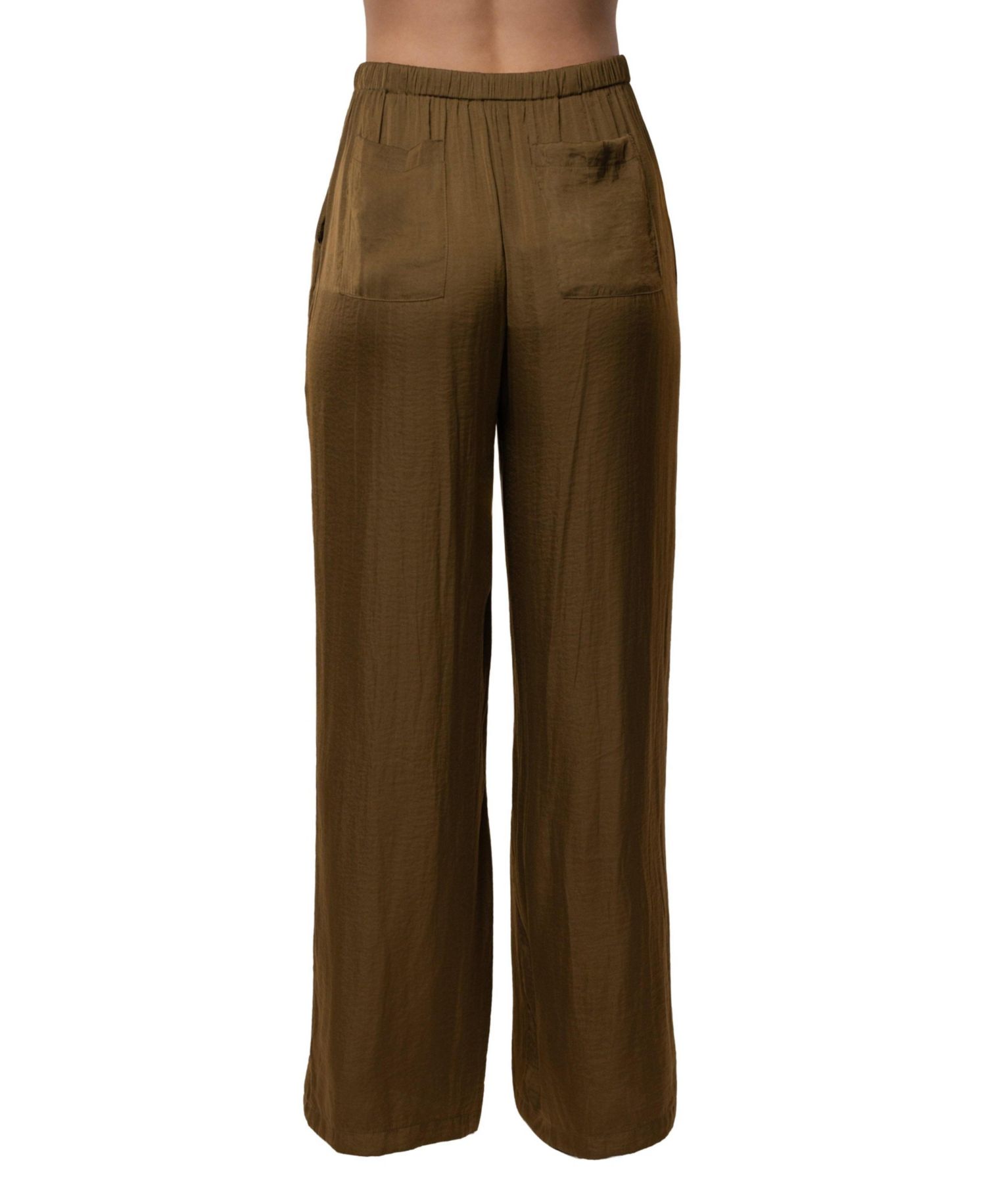 Women's Seaside Glow High-Waisted Wide-Leg Satin Pants