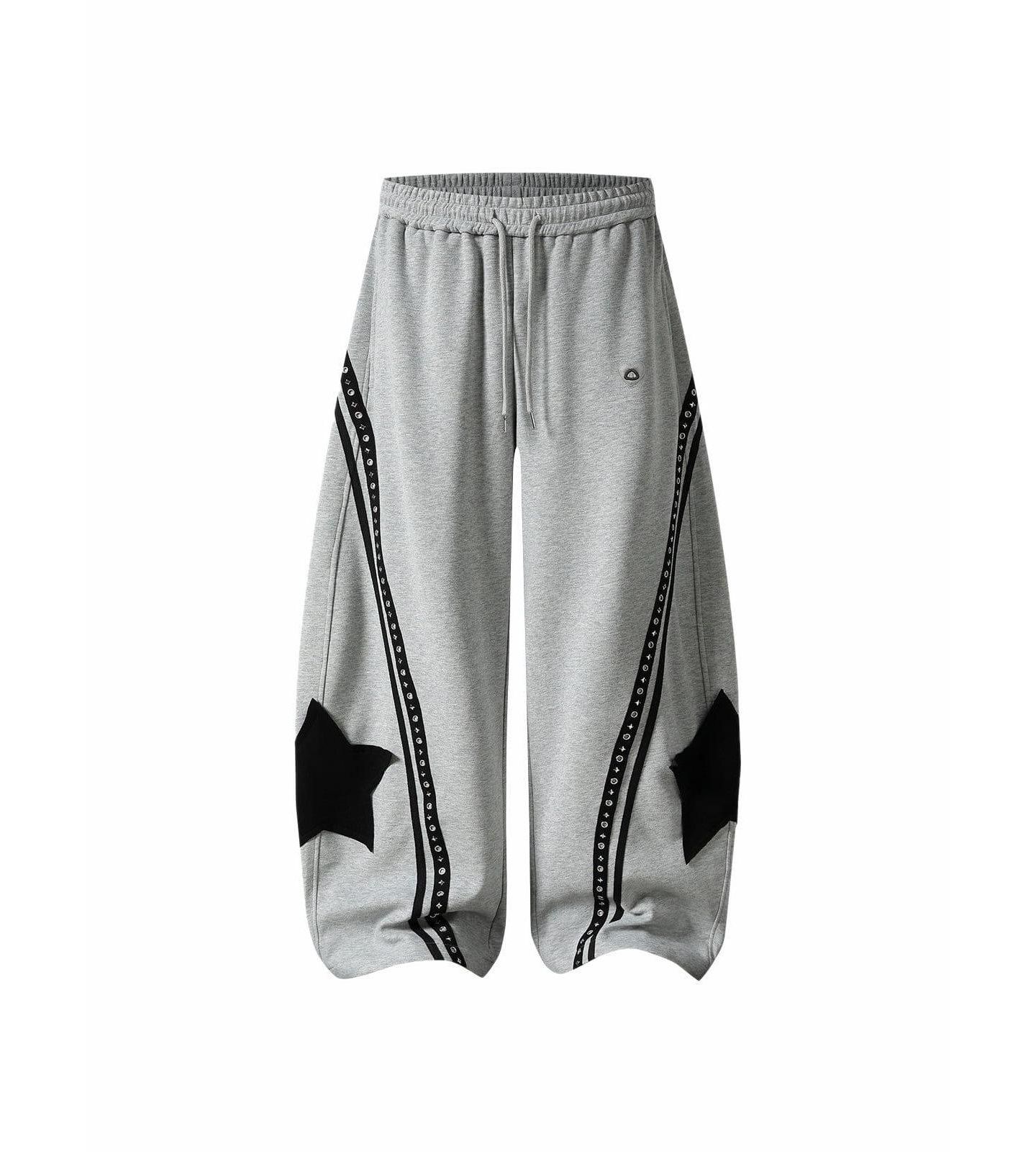 Женские брюки AELFRIC EDEN Baggy Barrel High-Rise Star-Stud Sweatpants, цвет: Серый — фото 3