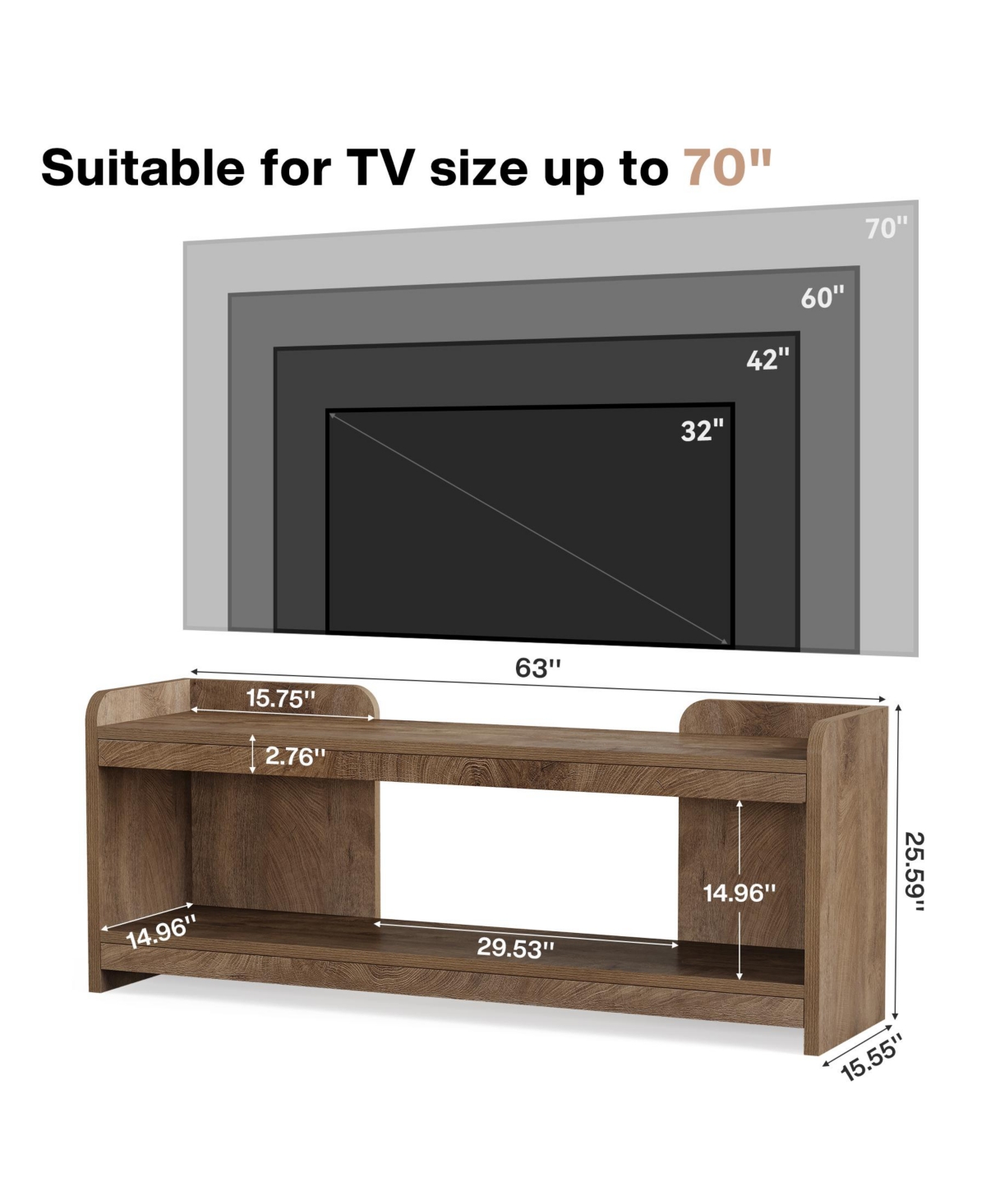 Tribesigns 63-Inch Tv Stand for TVs Up to 70", 2-Tier