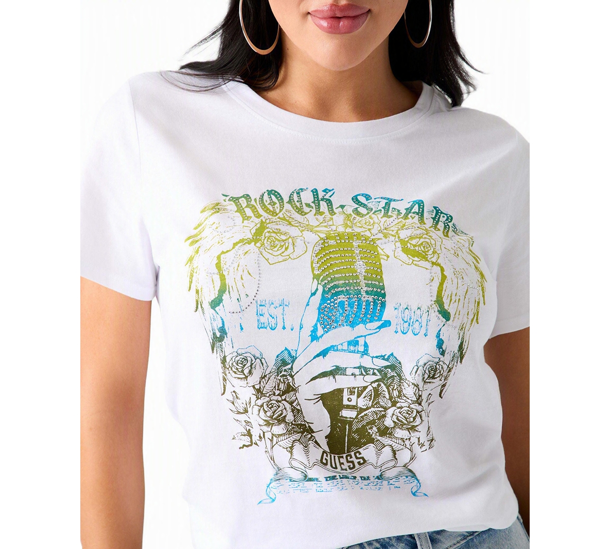 Guess Women's Rock Star Easy Graphic Short-Sleeve Relaxed-Fit Top