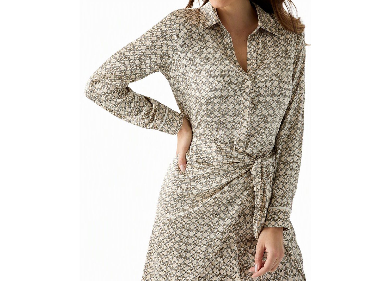 Women's Alya Long-Sleeve Wrap Geometric-Print Dress