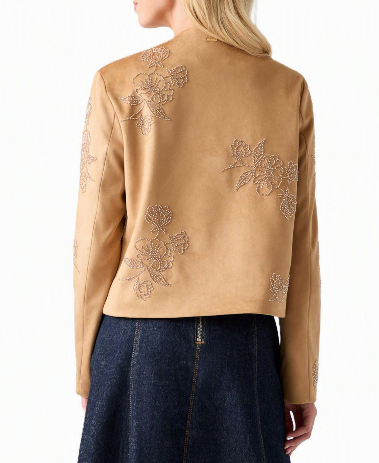 Women's Oceane Faux-Suede Floral-Embroidered Jacket