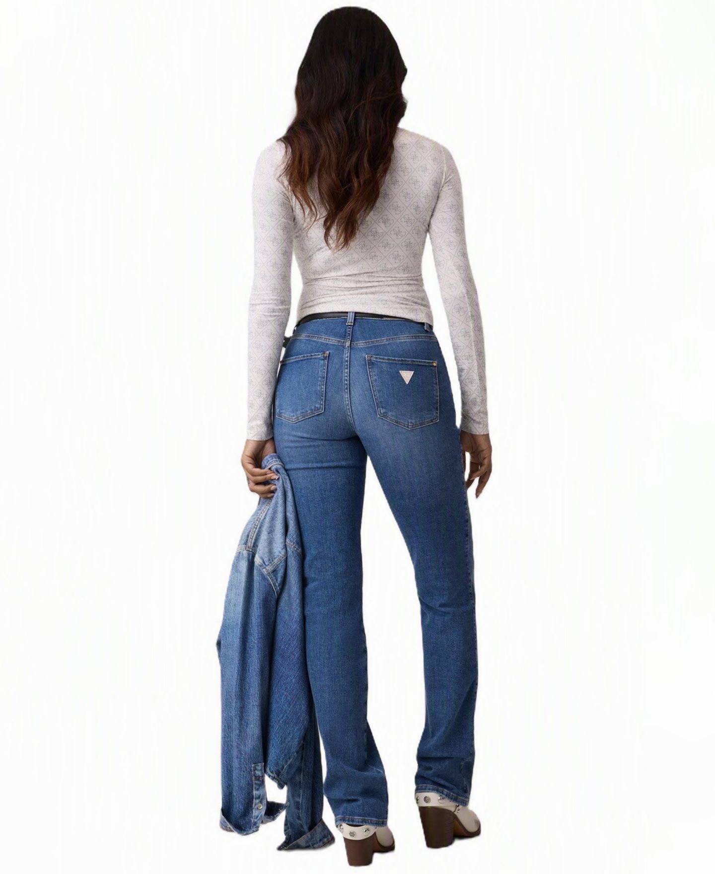 Женские джинсы GUESS Straight Mid-Rise Straight-Leg Stretch Denim Jeans, цвет: Timeless Mid — фото 5