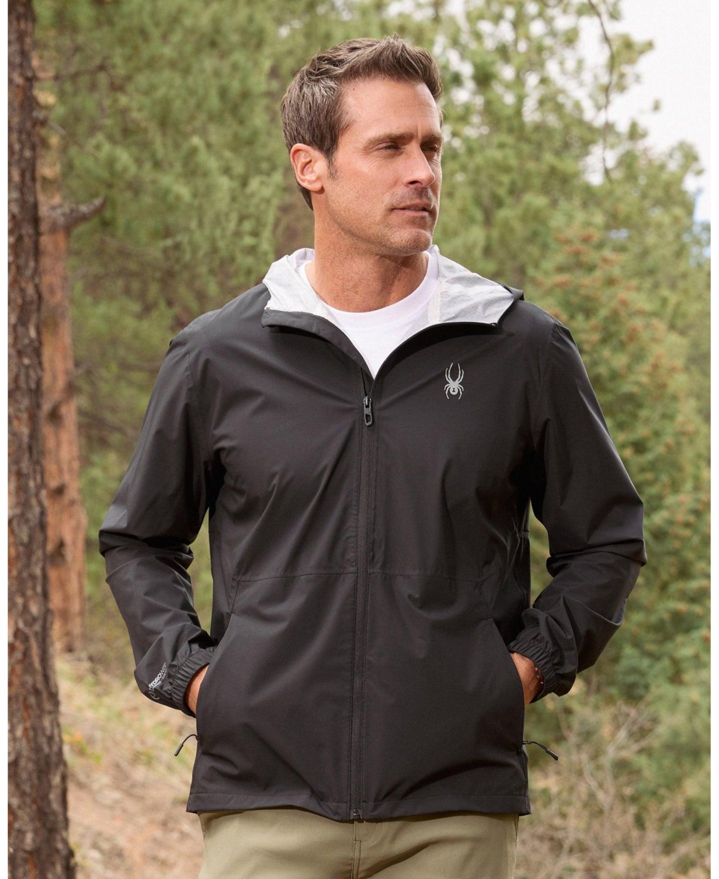 Мужская куртка Spyder Spring Showers Hooded Lightweight Water-Resistant, цвет: Чёрный — фото 3