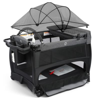 4-in-1 Portable Baby Playard with Bassinet and Mosquito Net, Bedside Sleeper and Changing Table