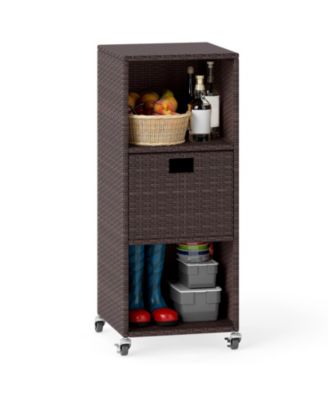 Rolling Storage Cabinet with Drawer and 3 Shelves, 40 in Tall