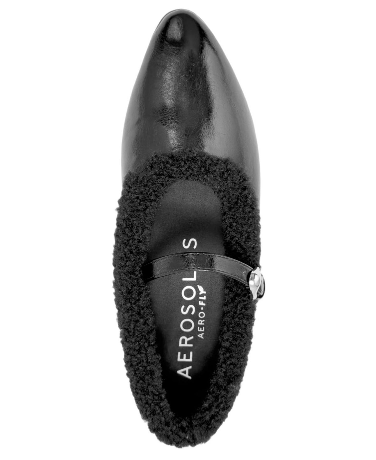 Женские балетки Aerosoles Petra Faux Fur Mary Jane Flats, цвет: Чёрная искусственная кожа — фото 4
