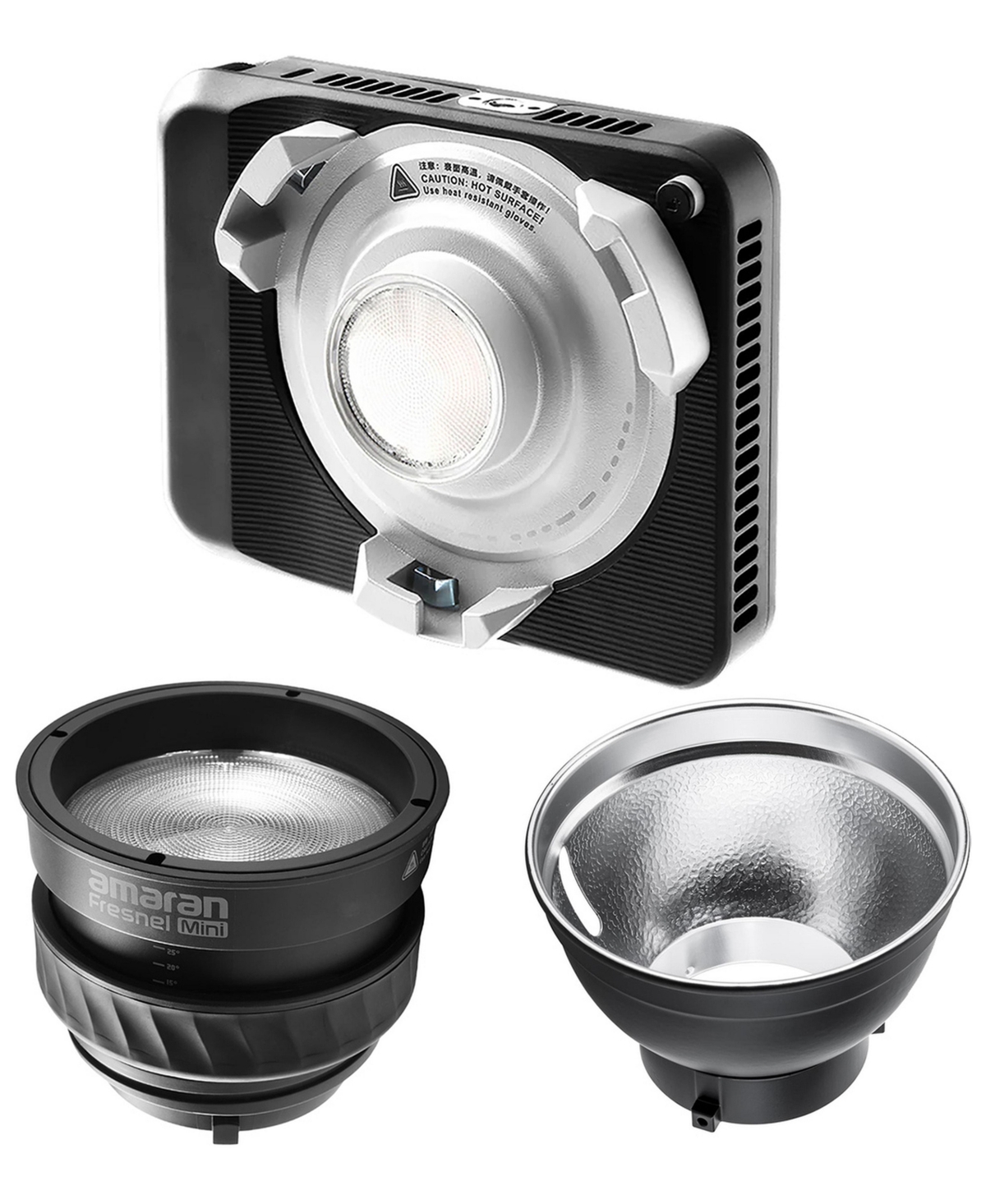 amaran Ray 60c 60W Full-Color Ultra-Compact Cob Led Video Light with 7" Reflector and Mini Fresnel
